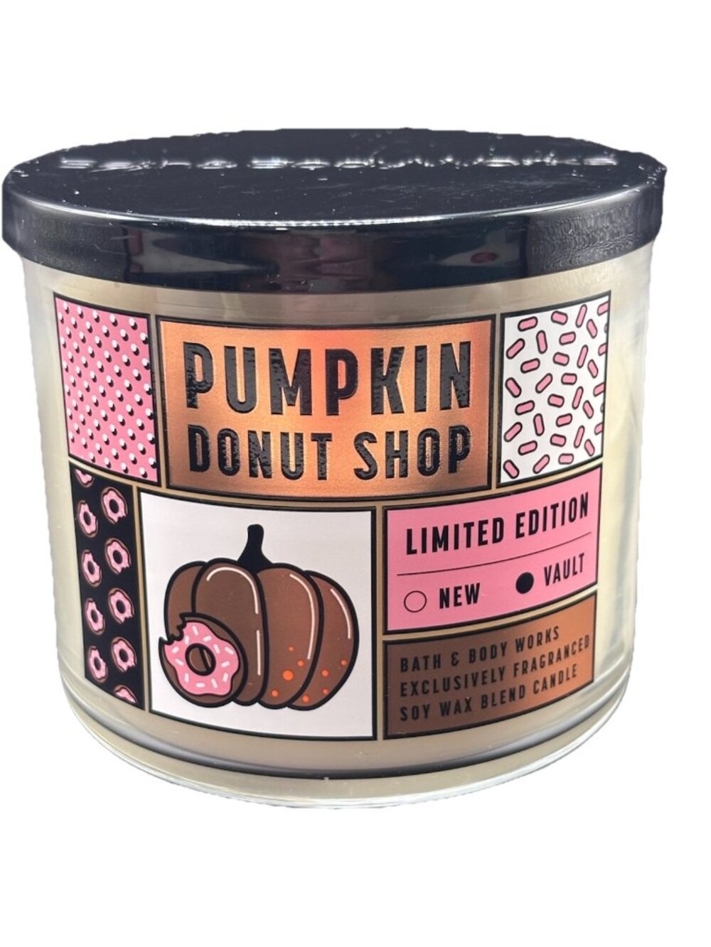 Bath & Body Works Pumpkin Donut Shop 3 Wick Candle 14.5 oz Fall Bakery Autumn